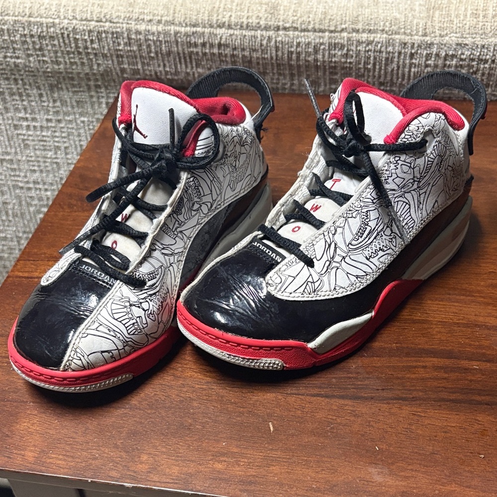 Kids Jordan Black and Red Sneakers